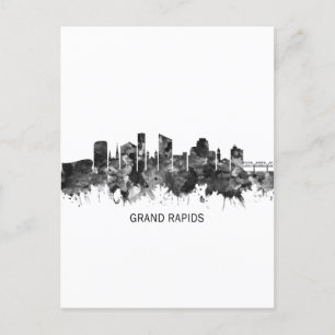 Grand Rapids Michigan Skyline BW Feiertagspostkarte
