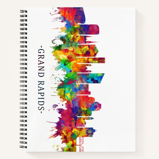 Grand Rapids Michigan Skyline Notizbuch (Vorderseite)