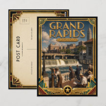 Grand Rapids Michigan Vintage Art Deco Goldenes Ze