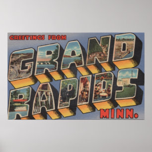Grand Rapids, Minnesota - große Buchstabe-Szenen Poster