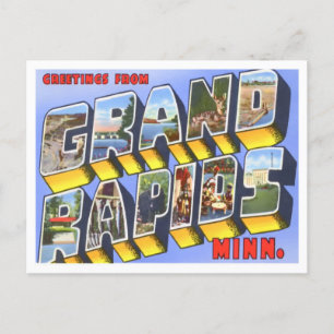 Grand Rapids, Minnesota Vintage Große Buchstaben Postkarte