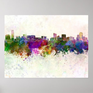 Grand Rapids skyline im Watercolor background Poster