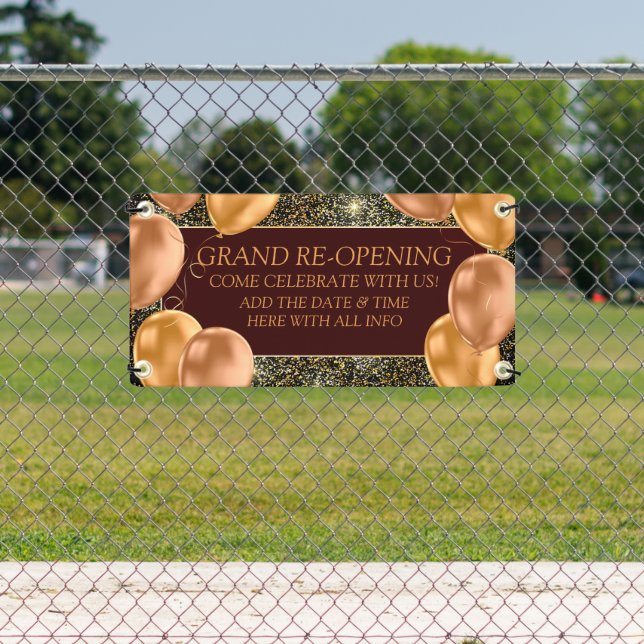 Grand Re-Opening Gold Balloon Shop individualisier Banner (Insitu)