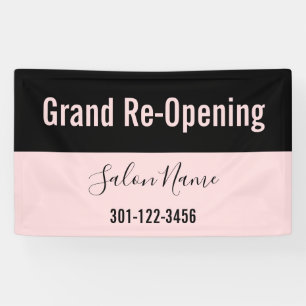 Grand Re-Opening Pale & Black Beauty Salon Banner