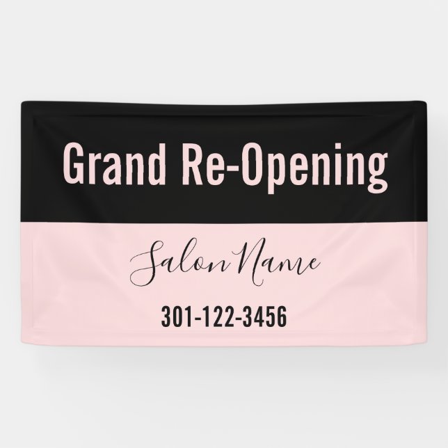 Grand Re-Opening Pale & Black Beauty Salon Banner (Horizontal)