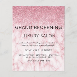 Grand Reöffnende Marble Pink Glitzer Salon Flyer