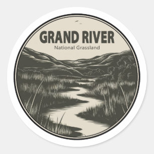 Grand River National Grassland Stream Runder Aufkleber