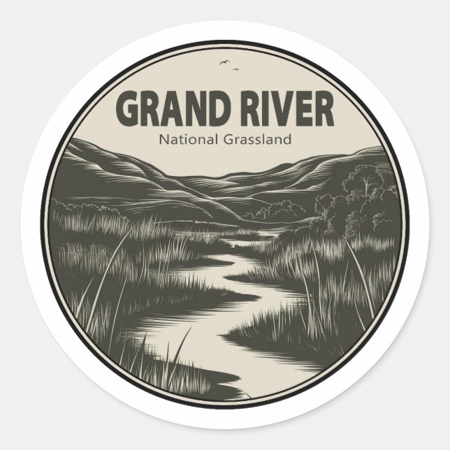 Grand River National Grassland Stream Runder Aufkleber (Vorderseite)