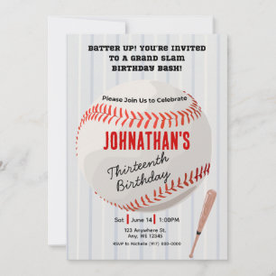 Grand-Slam-Geburtstagsfeier - Einladung Baseball J