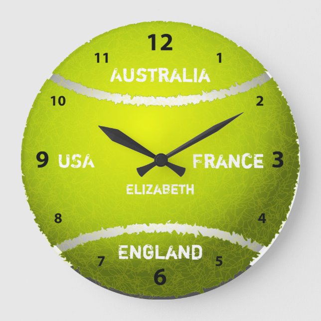 Grand Slam Tennis Ball Clock Große Wanduhr (Vorderseite)