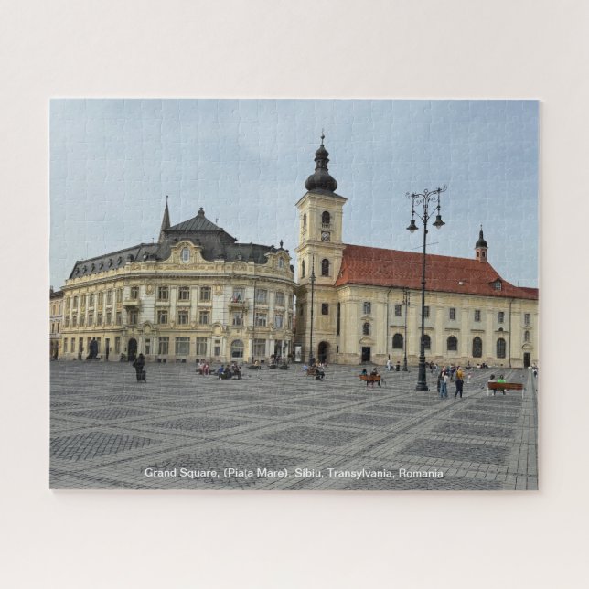 Grand Square, (Piaţa Mare), Sibiu, Rumänien auf ei Puzzle (Horizontal)