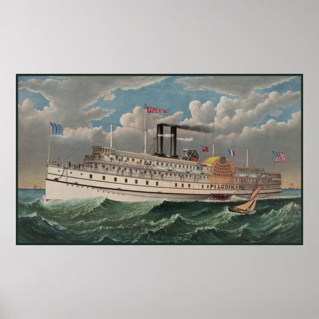 Grand Steamboat Pilgrim Wellds Größter Riverboat Poster (Vorne)