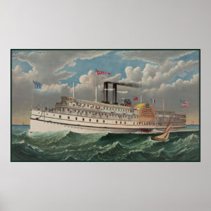 Grand Steamboat Pilgrim Weltgrößtes Flussdampfer  Poster