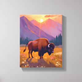 Grand Teton Bison | Nationalpark-Reisegemälde Leinwanddruck