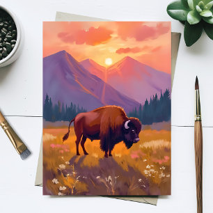 Grand Teton Bison Nationalpark-Reisegemälde Postkarte