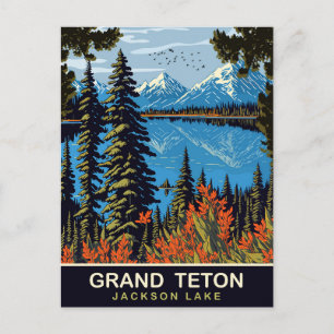 Grand Teton, Jackson Lake, Reise Postkarte