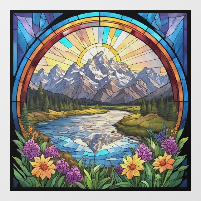 Grand Teton Mountains Imitate verkleidet Glass Mou Fensteraufkleber (Blatt)