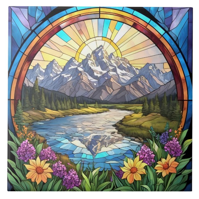 Grand Teton Mountains Imitate verkleidet Glass Mou Fliese (Vorderseite)