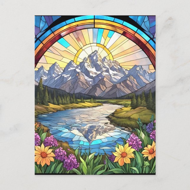Grand Teton Mountains Imitate verkleidet Glass Mou Postkarte (Vorderseite)