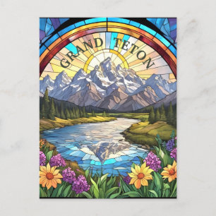Grand Teton Mountains Imitate verkleidet Glass Mou Postkarte