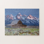 Grand Teton Mountains Puzzle<br><div class="desc">Landschaftliche Sicht auf die Berge von Grand Teton und John Moulton's Barn</div>