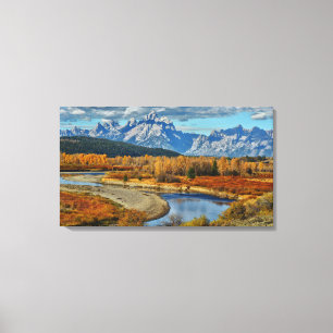 Grand Teton Mountains River View im Herbst Leinwanddruck