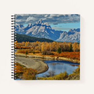 Grand Teton Mountains River View im Herbst Notizbuch