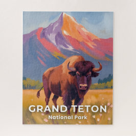 Grand Teton National Park | Bison Reise Kunst Puzzle