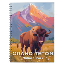 Grand Teton National Park | Bison Travel Art Notizblock