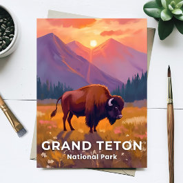 Grand Teton National Park | Bison Wyoming Reise Postkarte