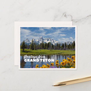 Grand Teton National Park Frühlingsblumen Spiegelu Postkarte