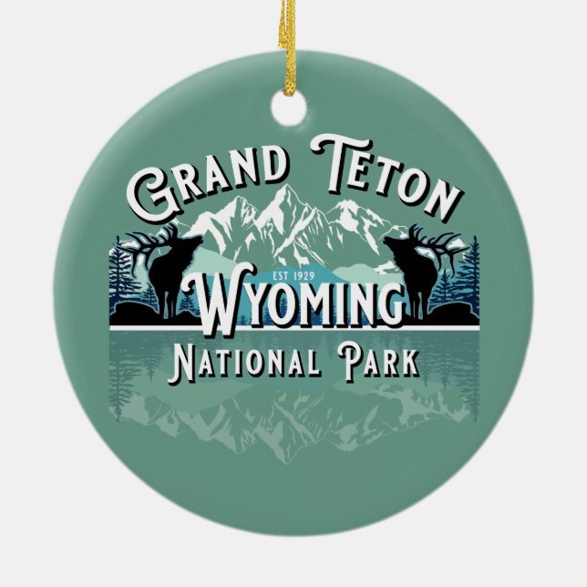 GRAND TETON NATIONAL PARK HOLIDAY KEEPSAKE KERAMIK ORNAMENT (Hinten)