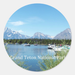 Grand Teton National Park Landschaftsfotografie. Runder Aufkleber