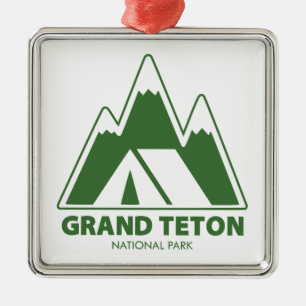 Grand Teton National Park Mountains Camping Ornament Aus Metall