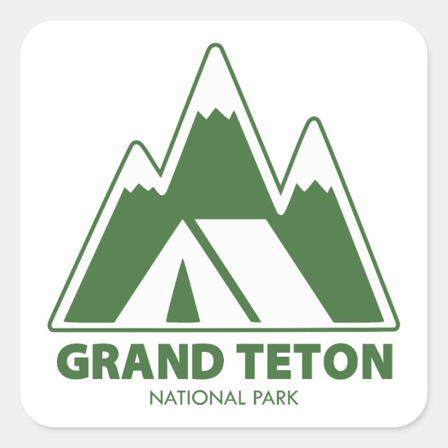 Grand Teton National Park Mountains Camping Quadratischer Aufkleber (Vorderseite)