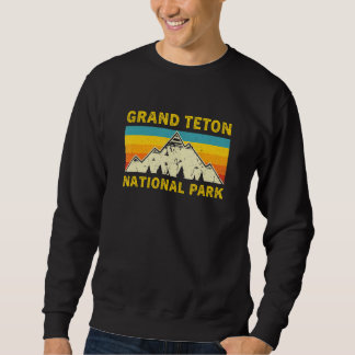 Grand Teton National Park Retro Style Mountain Sun Sweatshirt