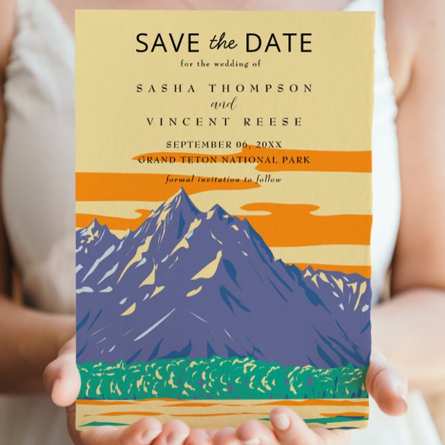 Grand Teton National Park Save The Date Retro Einladung (Von Creator hochgeladen)