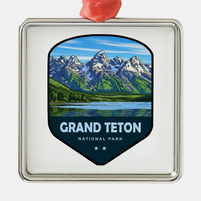 Grand Teton National Park Shield Ornament Aus Metall (Vorne)
