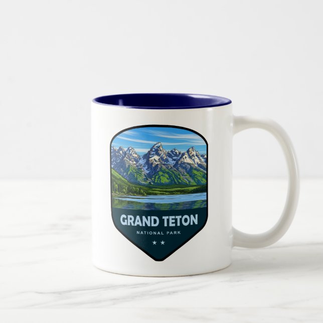 Grand Teton National Park Shield Zweifarbige Tasse (Rechts)