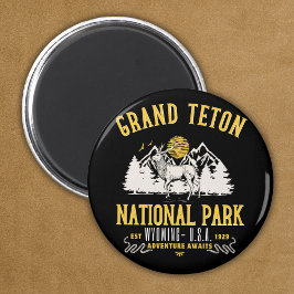 Grand Teton National Park Vintage Landscape Magnet