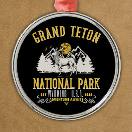 Grand Teton National Park Vintage Landscape Ornament Aus Metall