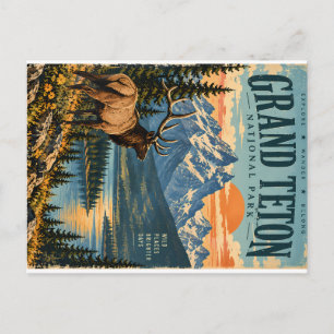 Grand Teton National Park Vintage-Reiseposter wi Feiertagspostkarte