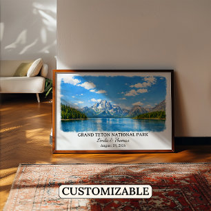 Grand Teton National Park Wyoming, Aquarell Poster
