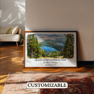 Grand Teton National Park Wyoming, Aquarell Poster