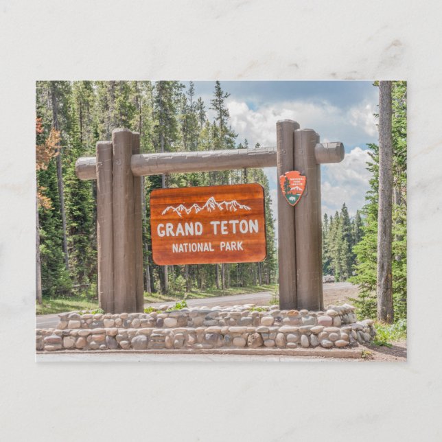 Grand Teton Nationalpark Eintritt in das Zeichen Postkarte (Vorderseite)