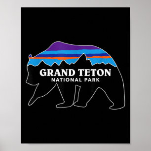 Grand Teton Nationalpark Grizzlybär Minimalist Poster