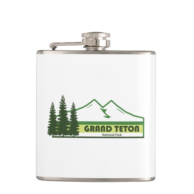 Grand Teton Nationalpark Grüne Streifen Flachmann (Vorderseite)