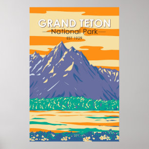 Grand Teton Nationalpark im Frühjahr Vintage Poster