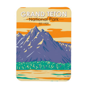 Grand Teton Nationalpark im Vintage-Frühling Magnet
