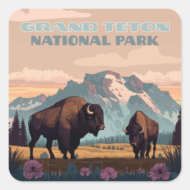 Grand Teton Nationalpark Jackson Wyoming Mountain Quadratischer Aufkleber (Vorderseite)